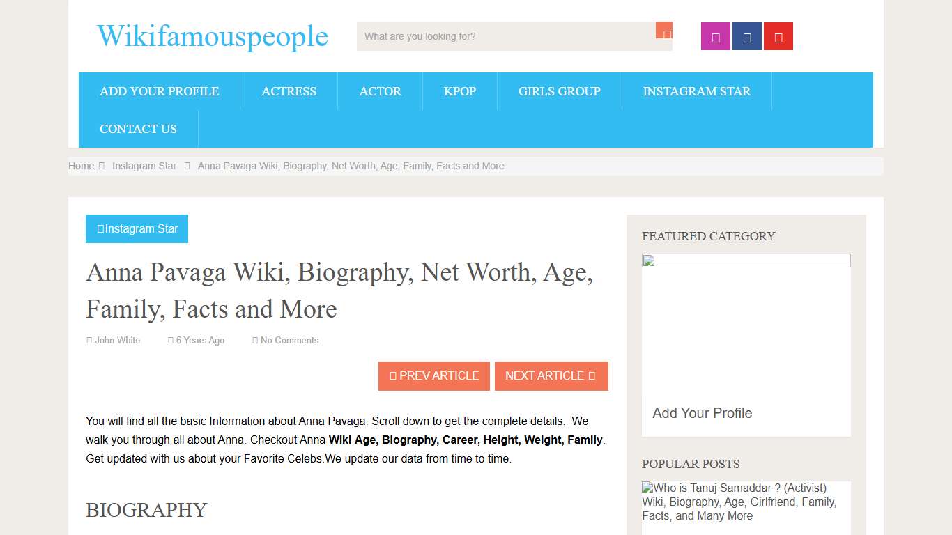 Anna Pavaga Wiki, Biography, Net Worth, Age, Family, Facts and More